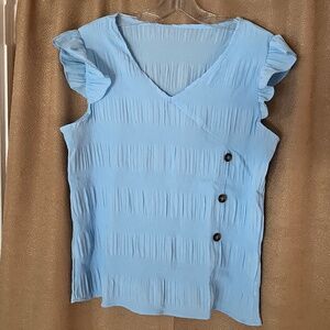 NWOT Blue Ruffle Sleeveless Top‎